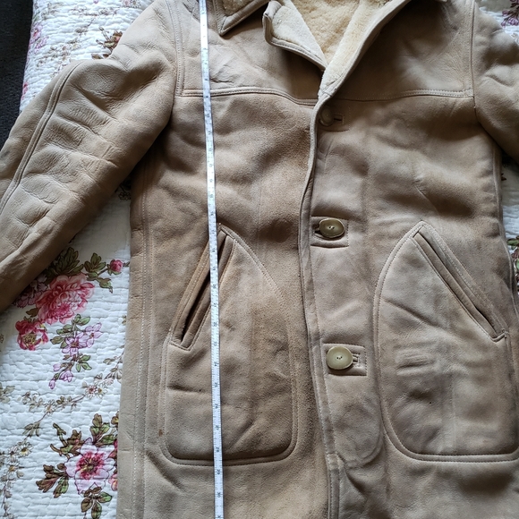 Vintage Abercrombie & Fitch 50s Shearling Leather Coat Sherpa size 38 - Picture 3 of 11